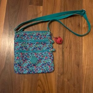 Kipling Floral Turquoise and pink print cross body bag!